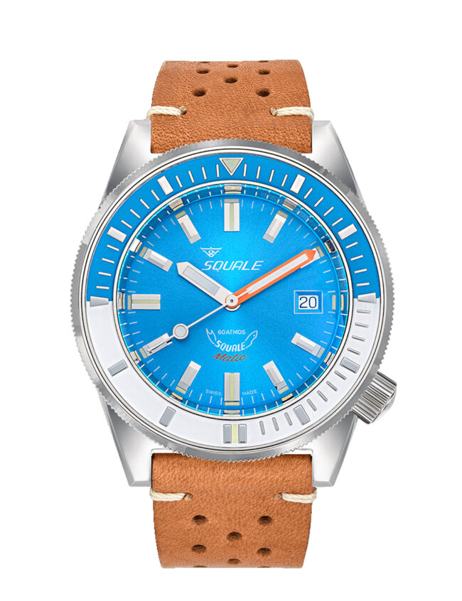 SQUALE MATIC LIGHT BLUE LEATHER 60 ATMOS